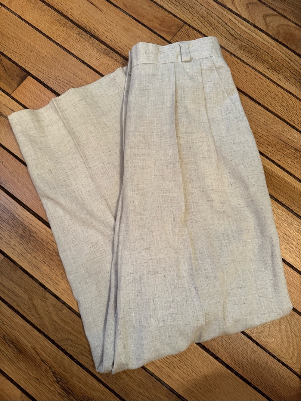 Norton McNaughton Cream Linen-Blend Pleated Trousers